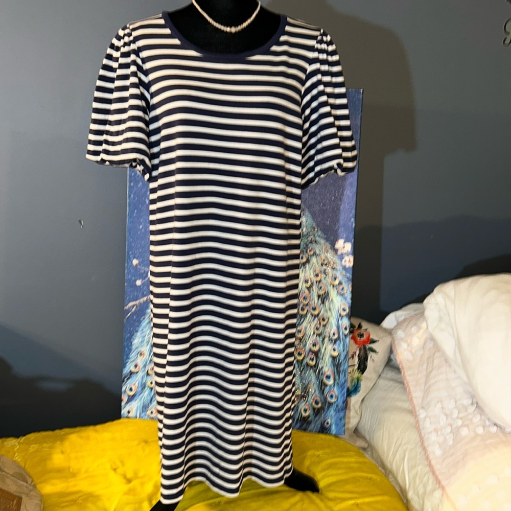 Rachel Parcelli Size L Ballooned Short Sleeve Dress